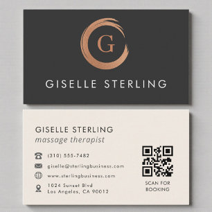 QR Code Massage Therapist Modern Minimalist Business Card