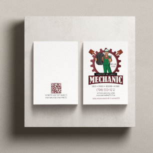 QR Code Mechanic Auto Repair Maintenance Steel Business Card