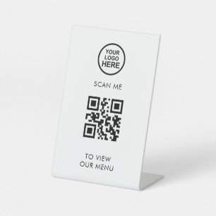 QR Code Menu Business Logo Contactless Modern Ped Pedestal Sign