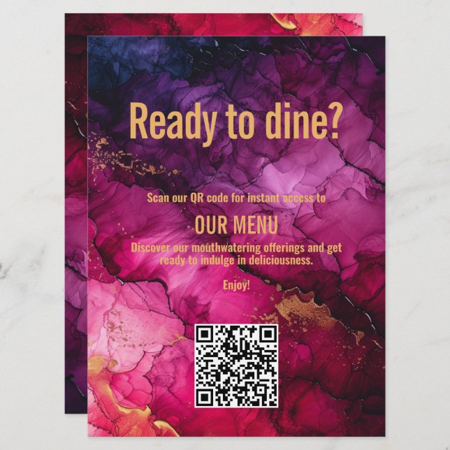 QR code menu Celestial Elegance Marble  (Front/Back)