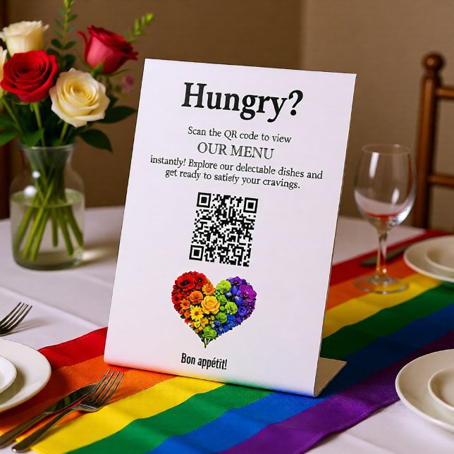 🌈 QR code Menu Flourish Together Pedestal Sign (🌈 QR code Menu Flourish Together Pedestal Sign)