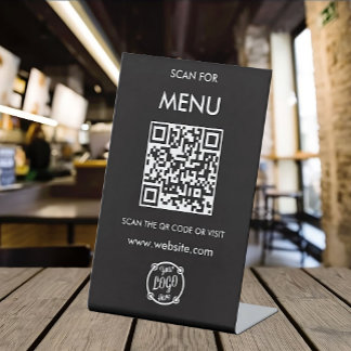 QR Code Menu for Restaurants touchless Modern Pedestal Sign