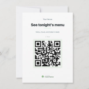 QR Code Menu Insert Card for Restaurants, Custom 4