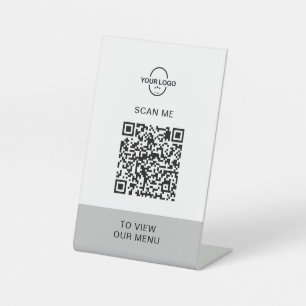 QR Code Menu   Logo Contactless Modern Pedestal Si Sign