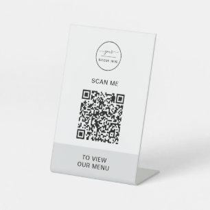 QR Code Menu Logo Contactless Modern Pedestal Si Sign