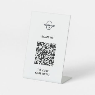QR Code Menu   Logo Contactless Modern Pedestal Si Sign