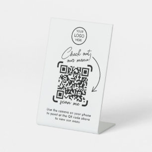 QR Code Menu   Logo Contactless Modern Pedestal Sign