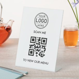QR Code Menu Logo Modern Pedestal Sign