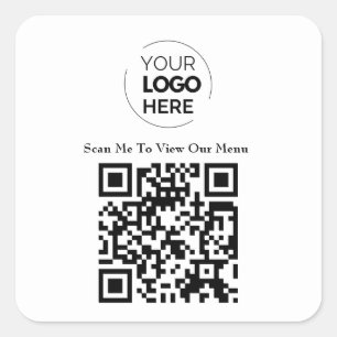 QR Code Menu   Logo White Contactless Modern Square Sticker