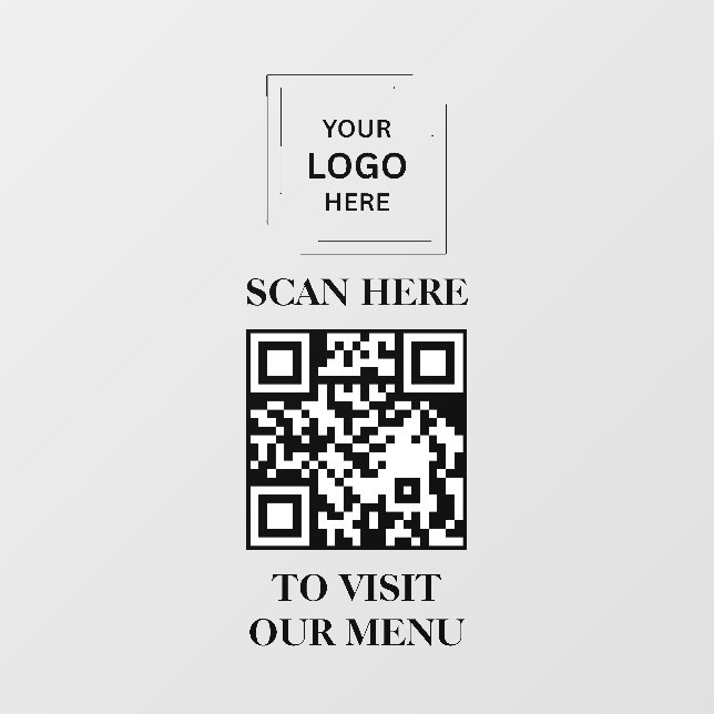 QR Code Menu Vinyl Window Cling Decal Sign (Sheet)