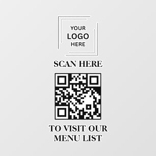 QR Code Menu Vinyl Window Cling Sign