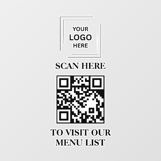 QR Code Menu Vinyl Window Cling Sign (Sheet)