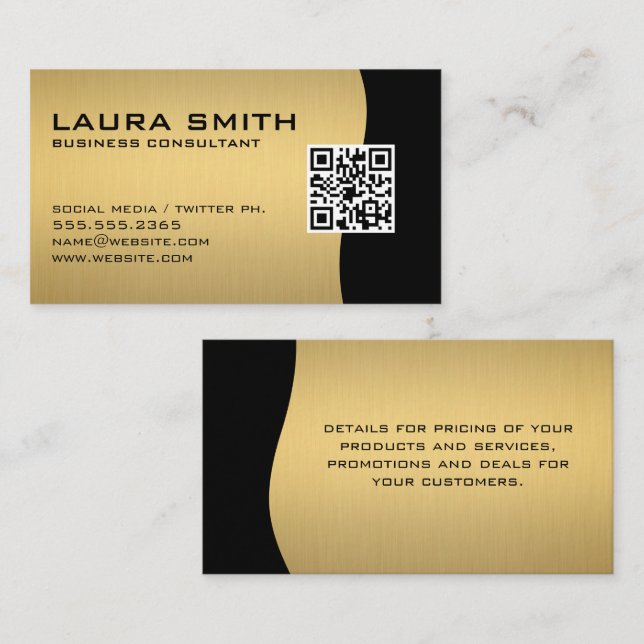 QR Code / Metallic Gold Business Card (Front/Back)