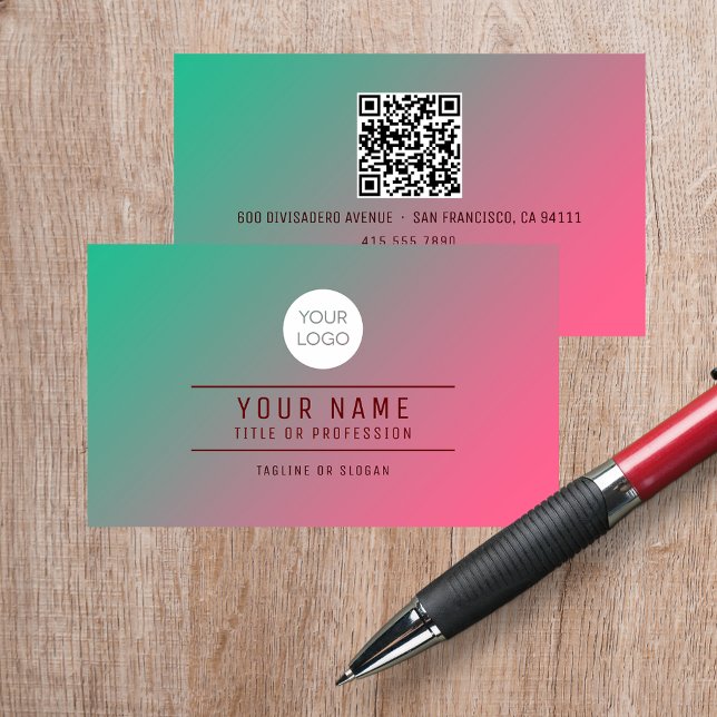 QR Code Miami Blend Name Professional Calling Card (QR Code Spotlight Green Name Professional Logo Calling Card  cover)