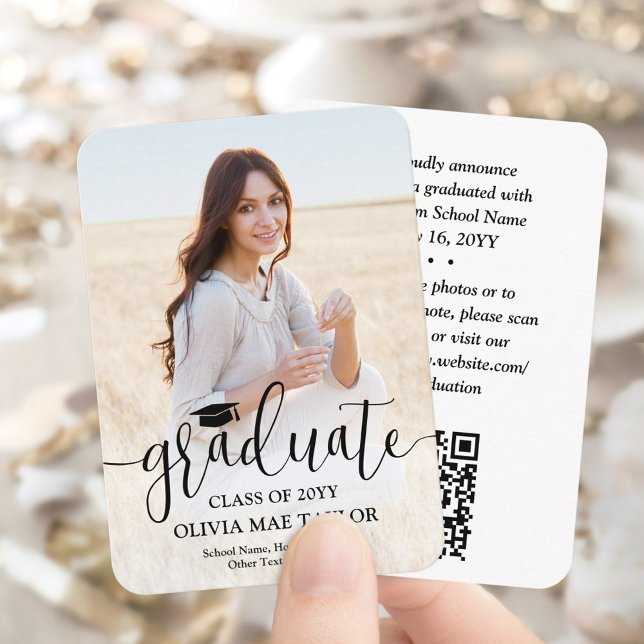 QR Code Mini Graduation Photo Announcement Insert (Creator Uploaded)