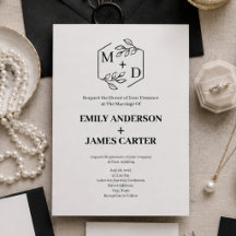 QR Code Minimal Botanical Monogram Wedding