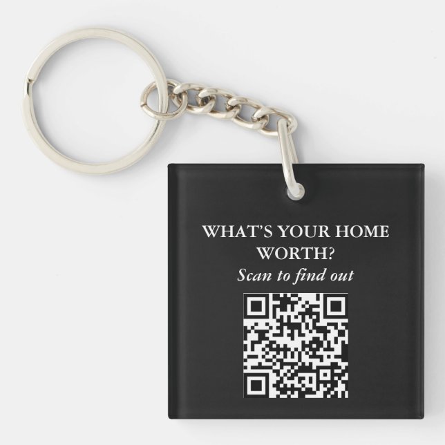 QR Code Minimal Luxury Realtor Marketing Gift Key Ring (Front)