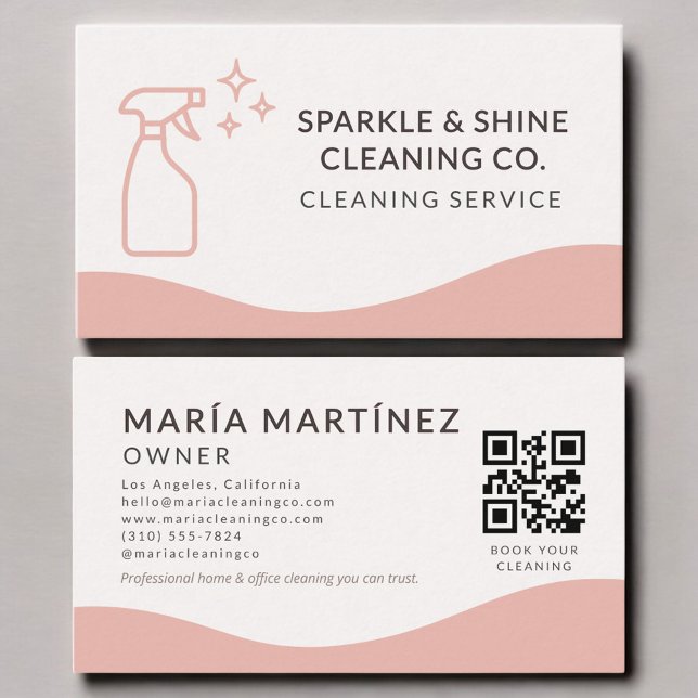 QR Code Minimal Maid & House Cleaning Service Business Card (Creator Uploaded)