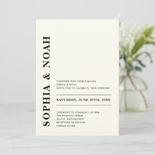 QR Code Minimal Modern Ivory Wedding Invitation
