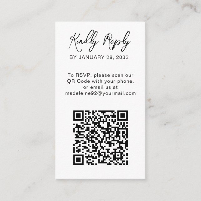 QR Code minimal photo online RSVP Enclosure Card (Front)