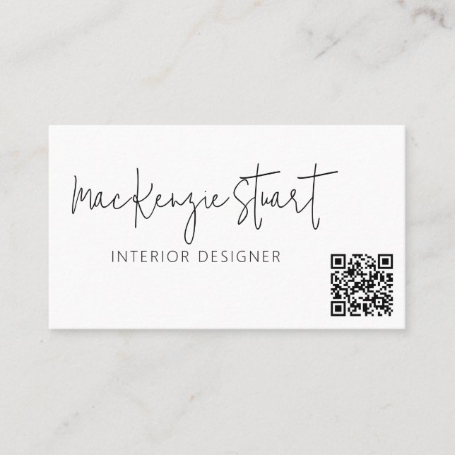 QR Code Minimal Social Media Modern Professional Business Card (Front)