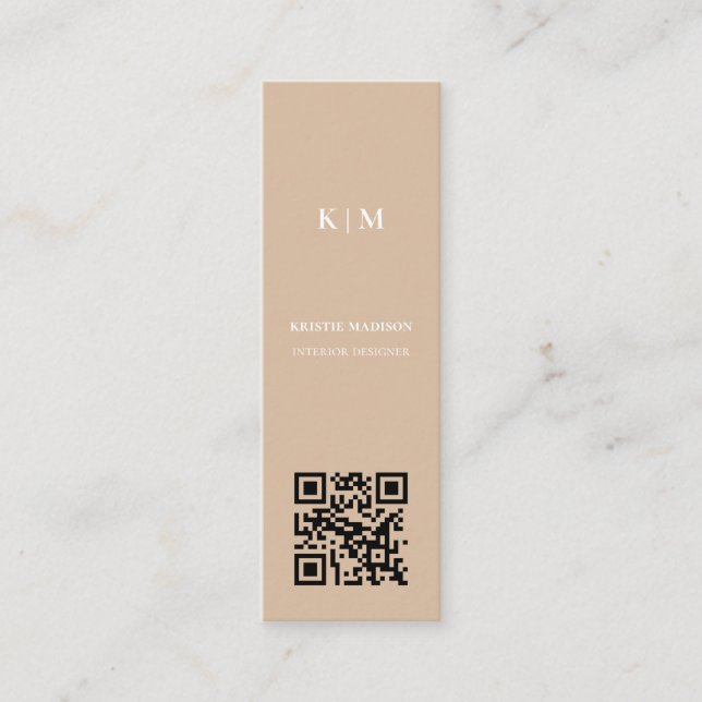 Qr code Minimal trendy  Interior Designer Mini Business Card (Front)