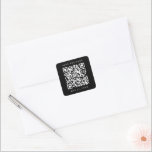QR Code Minimal Wedding Save the Date Black Square Sticker<br><div class="desc">Simple wedding save the date sticker with your QR code. For more advanced customisation of this design,  please click the BLUE DESIGN TOOL BUTTON above!  Matching items are also available.</div>