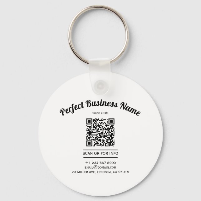 QR Code Minimalist Black And White Simple Clear Key Ring (Front)
