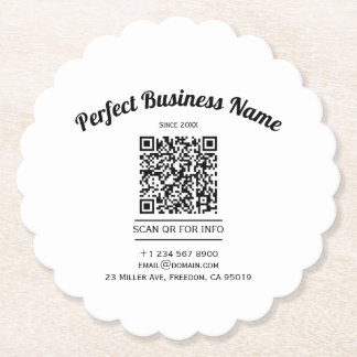 QR Code Minimalist Black And White Simple Clear Paper Coaster