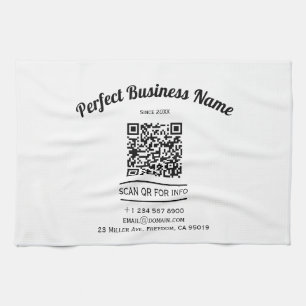 QR Code Minimalist Black And White Simple Clear Tea Towel