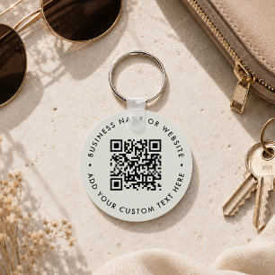 QR Code Minimalist Clean Simple Grey Budget Keyc Key Ring