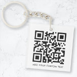 QR Code Minimalist Clean Simple White Custom Text<br><div class="desc">A simple custom white QR code keychain template in a modern minimalist style which can be easily updated with your QR code and custom text,  eg. scan me to...  #QRcode #keychain #business</div>