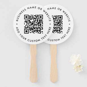 QR Code Minimalist Clean Simple White Round Hand Fan