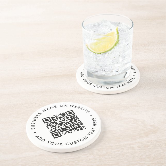 QR Code | Minimalist Clean Simple White Scan Me Coaster (Side)