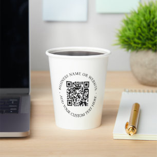 QR Code Minimalist Clean Simple White Scan Me Paper Cups