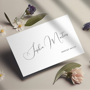 QR code minimalist elegant name script Business Card
