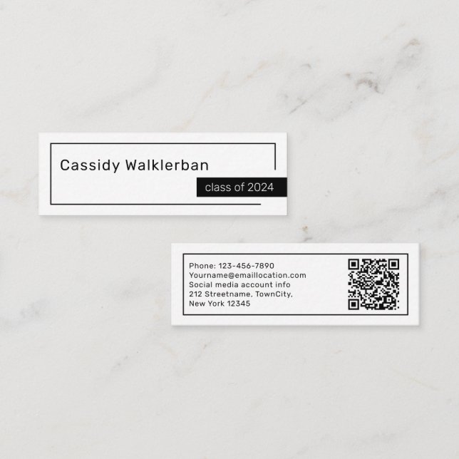 QR Code Minimalist Graduate Graduation Name  Calling Card (Front/Back)