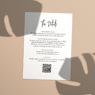 QR Code Minimalist Hand-Lettered Wedding Details Enclosure Card