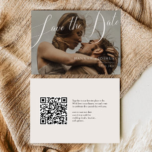 Qr Code Minimalist Horizontal Wedding Photo Save The Date