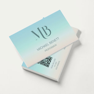  QR Code   Minimalist Initials Coastal Business Card