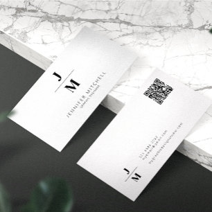 QR code minimalist monogram professional Business Card