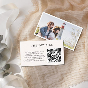 QR Code minimalist photo wedding website details Enclosure Card