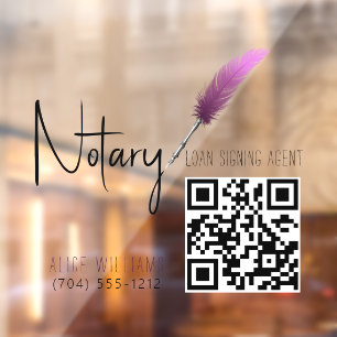 QR Code Minimalist Pink & White Notary 