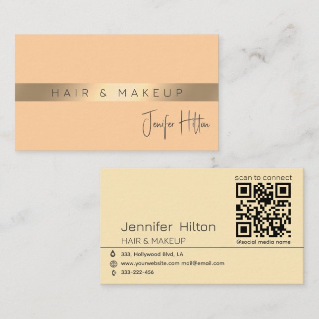 Qr code Minimalist professional modern gold foil Business Card (Front/Back)