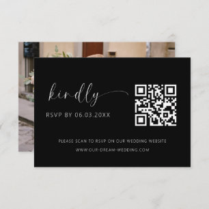 QR Code Minimalist RSVP Wedding Website Enclosure Card