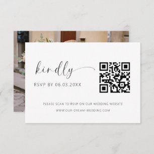QR Code Minimalist RSVP Wedding Website Enclosure Card
