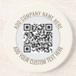 QR Code Minimalist Simple Grey Round Budget  Coaster