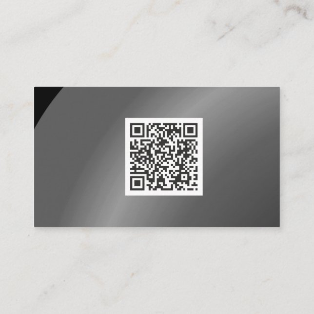 Qr Code Moderate Black Modern Neat Shaded Business Card (Back)
