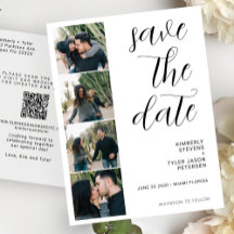 QR CODE modern 4 photos wedding 