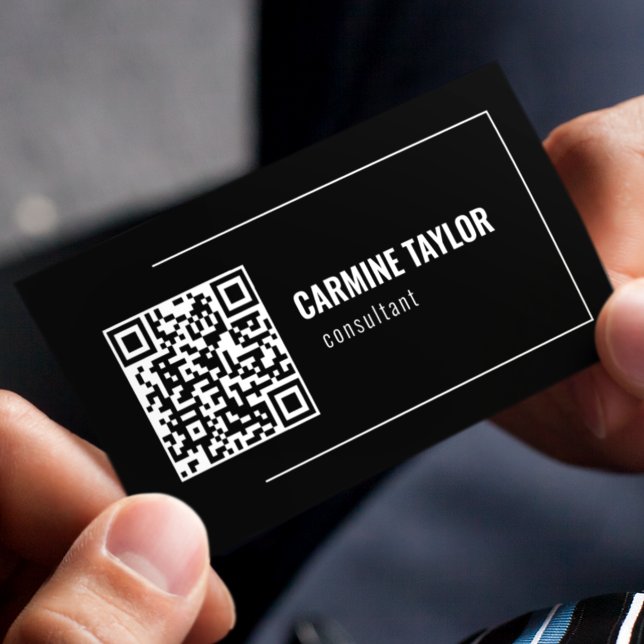 QR Code Modern Black and White Business Card (Creator Uploaded)